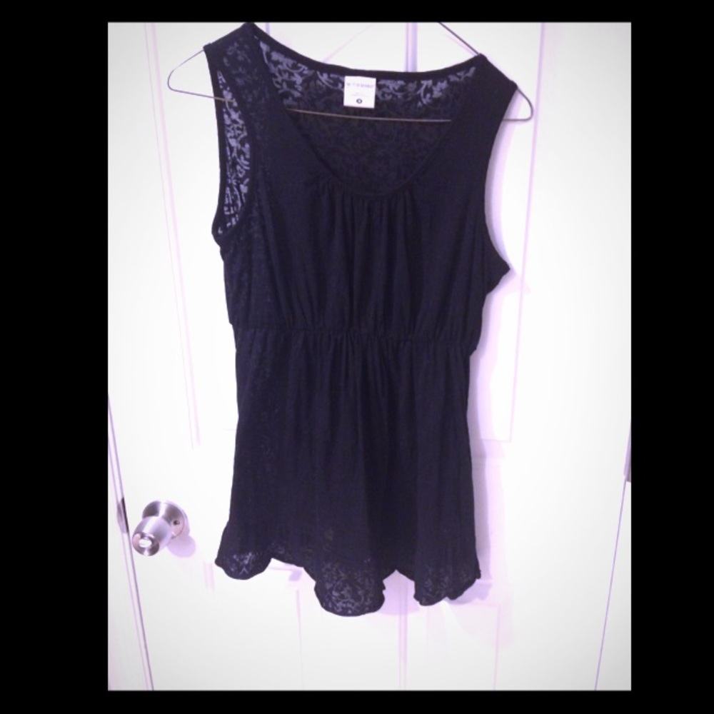 Black Sleeveless Lace Maternity Top